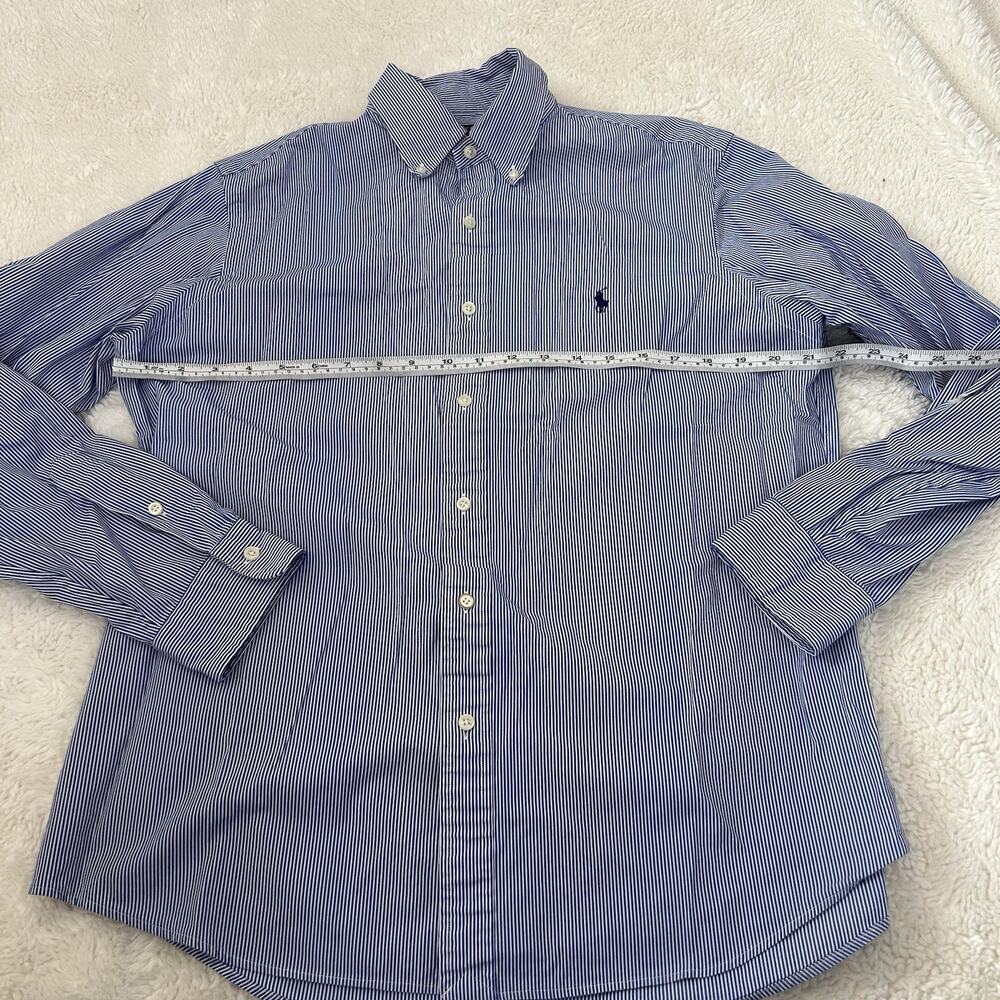 Ralph Lauren Blue L Button-Up Long Sleeve Mens Cotton Preppy Casual Country Club - Picture 4 of 7